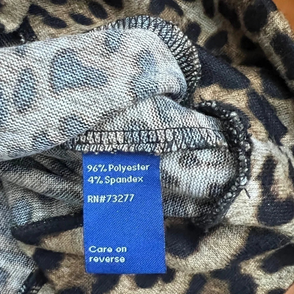 Apt 9 S Black Browns Leopard Print Shirt w/Button Detail Sleeves Drop Shoulder